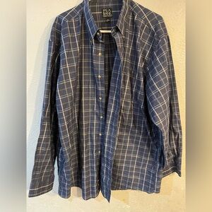 Jos. A. Bank Navy Checkered Button Down Shirt